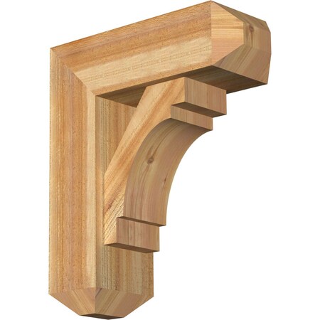 Ekena Millwork Merced Craftsman Rough Sawn Bracket w/ Offset Brace, Western Red Cedar, 8"W x 22"D x 26"H BKT0806X22X26MRC04RWR